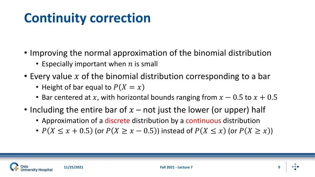 continuity correction