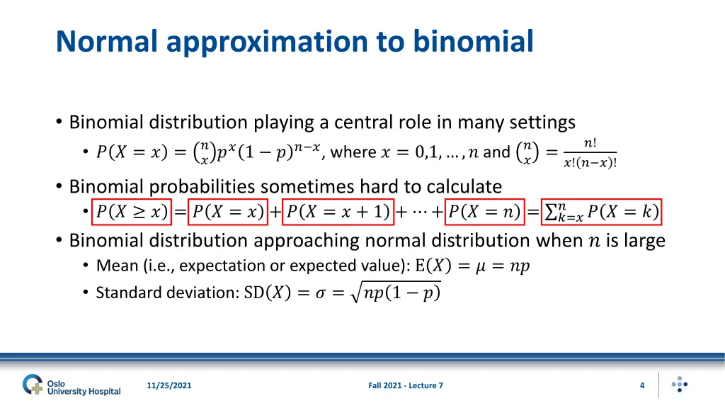 normal approximation to binomial