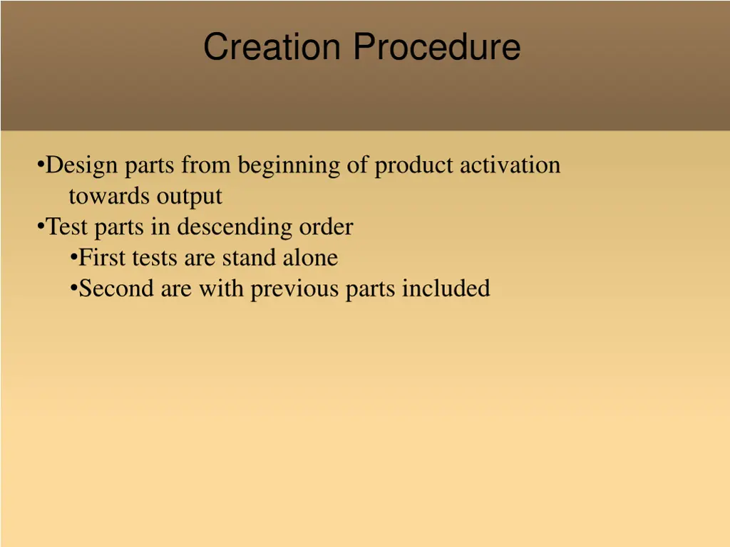 creation procedure