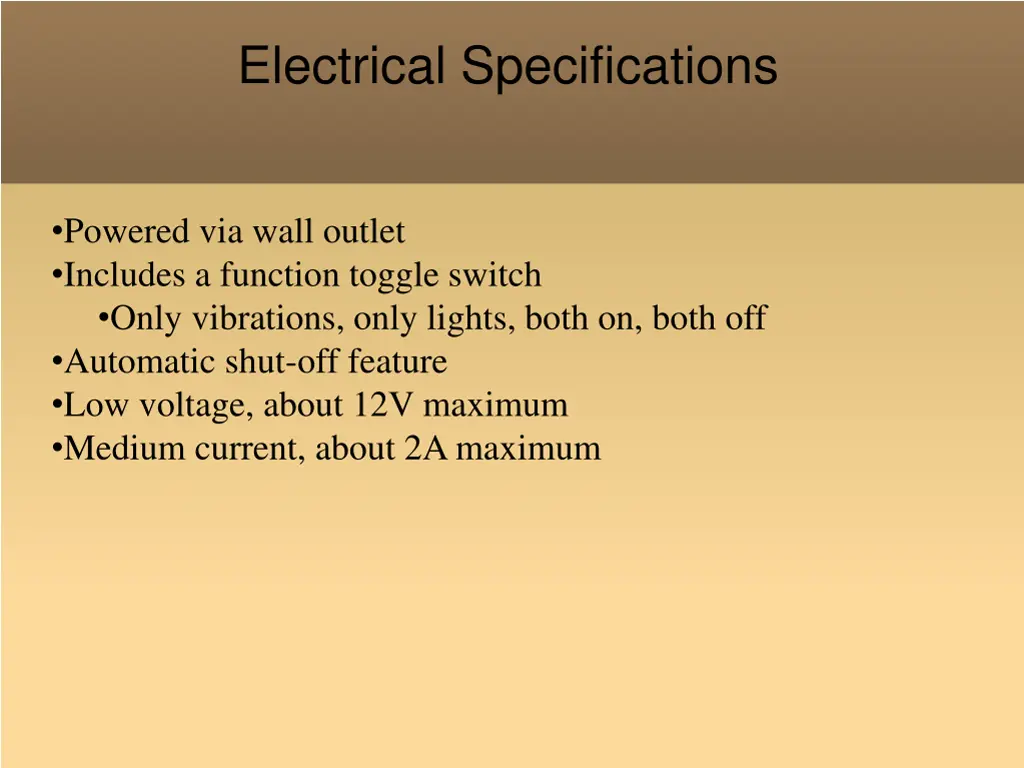 electrical specifications