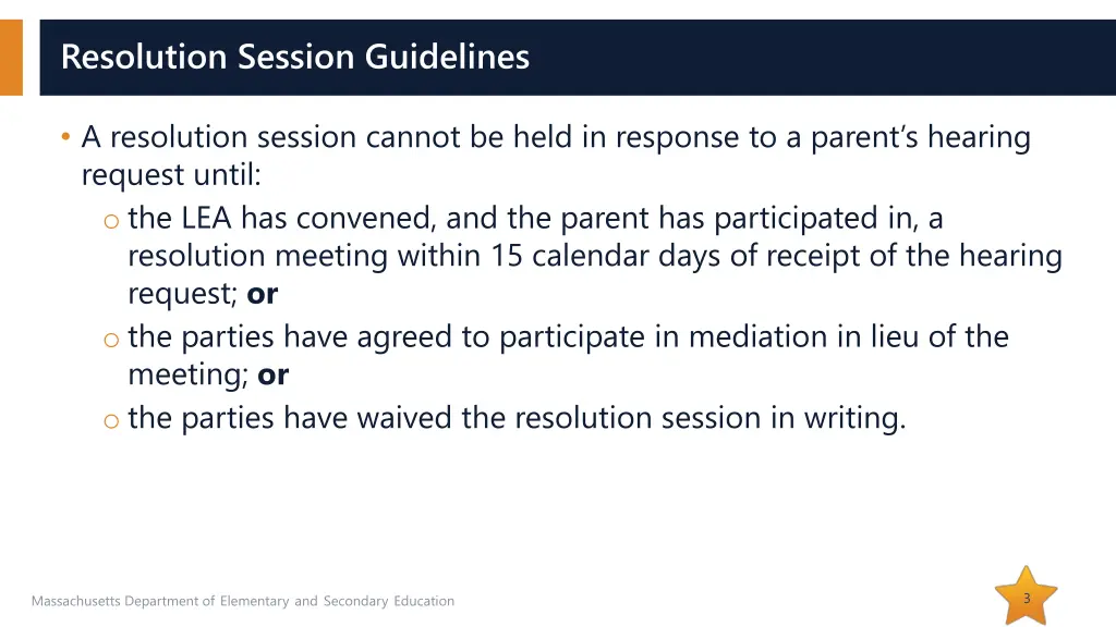 resolution session guidelines