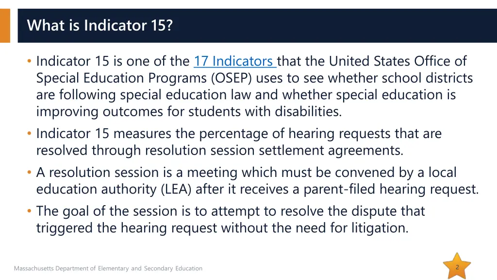 what is indicator 15
