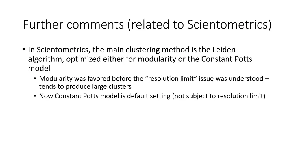 further comments related to scientometrics