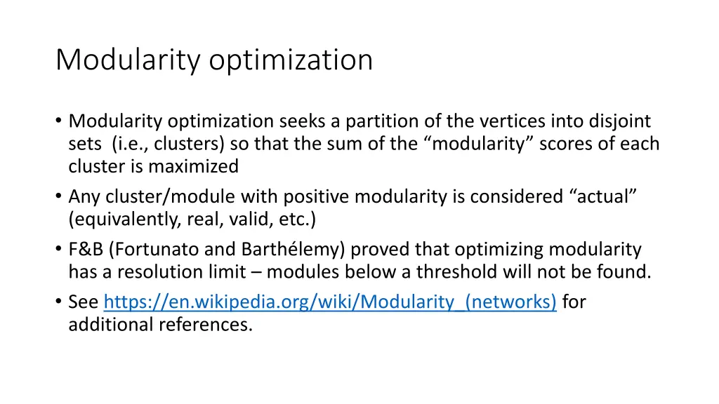 modularity optimization