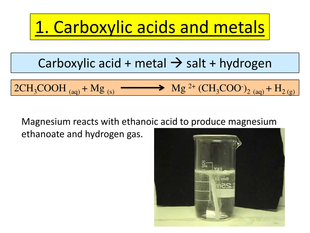 1 carboxylic acids and metals