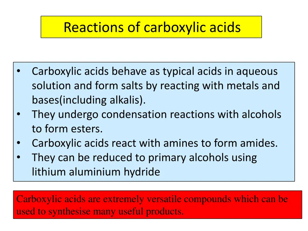 reactions of carboxylic acids