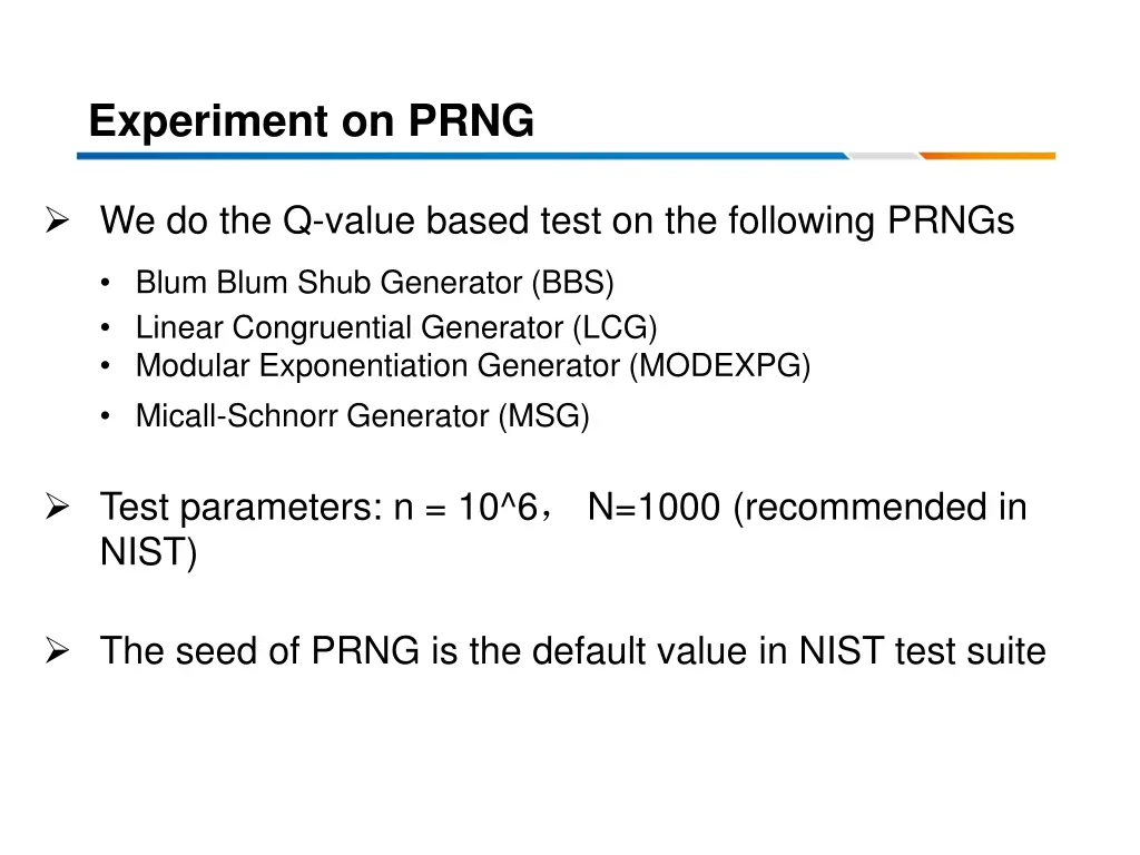 experiment on prng