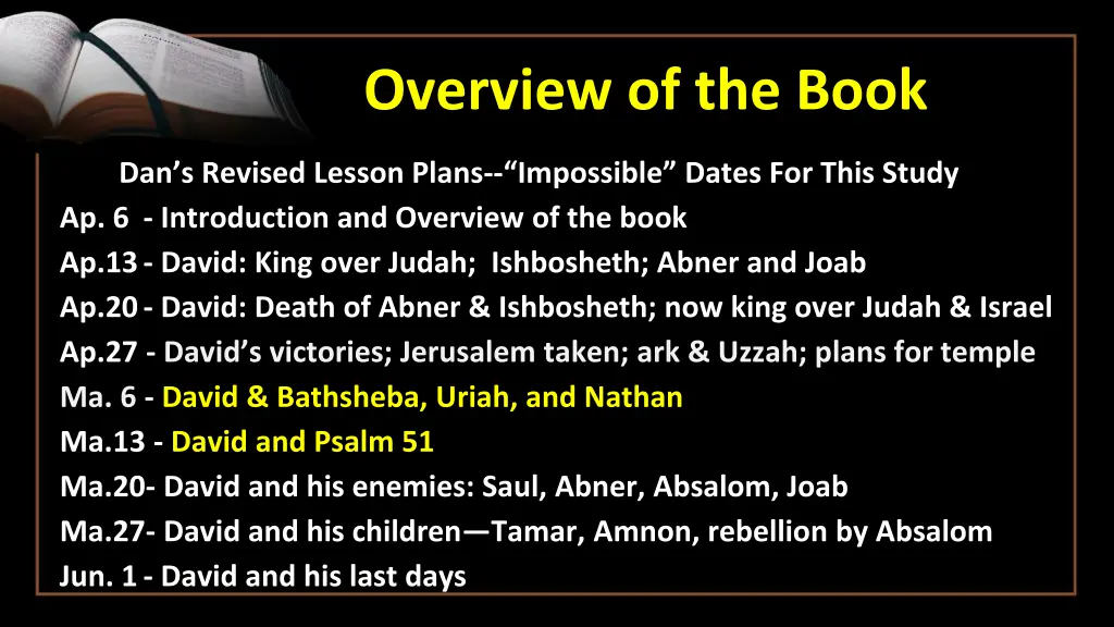 overview of the book