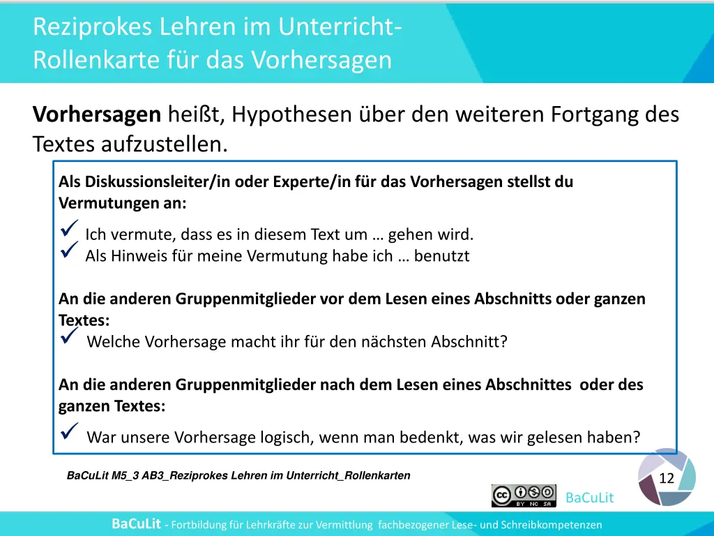 reziprokes lehren im unterricht rollenkarte