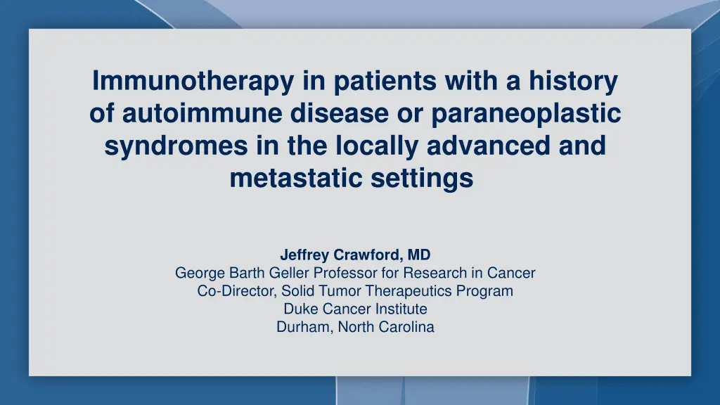 immunotherapy in patients with a history
