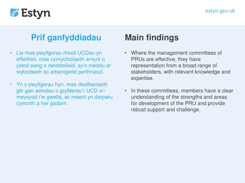 prif ganfyddiadau 3