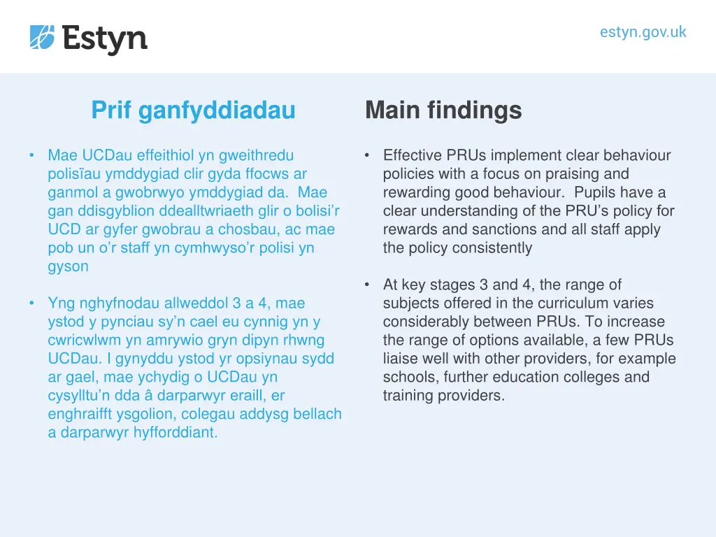 prif ganfyddiadau 4
