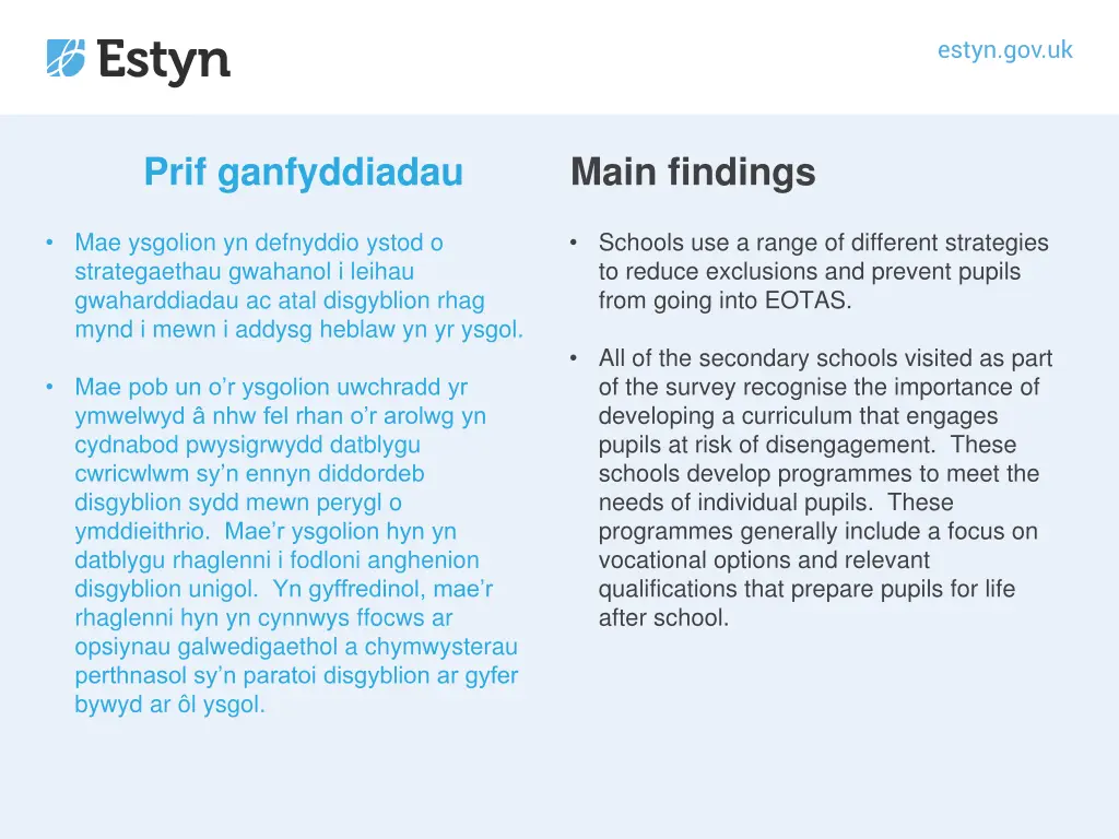 prif ganfyddiadau 6