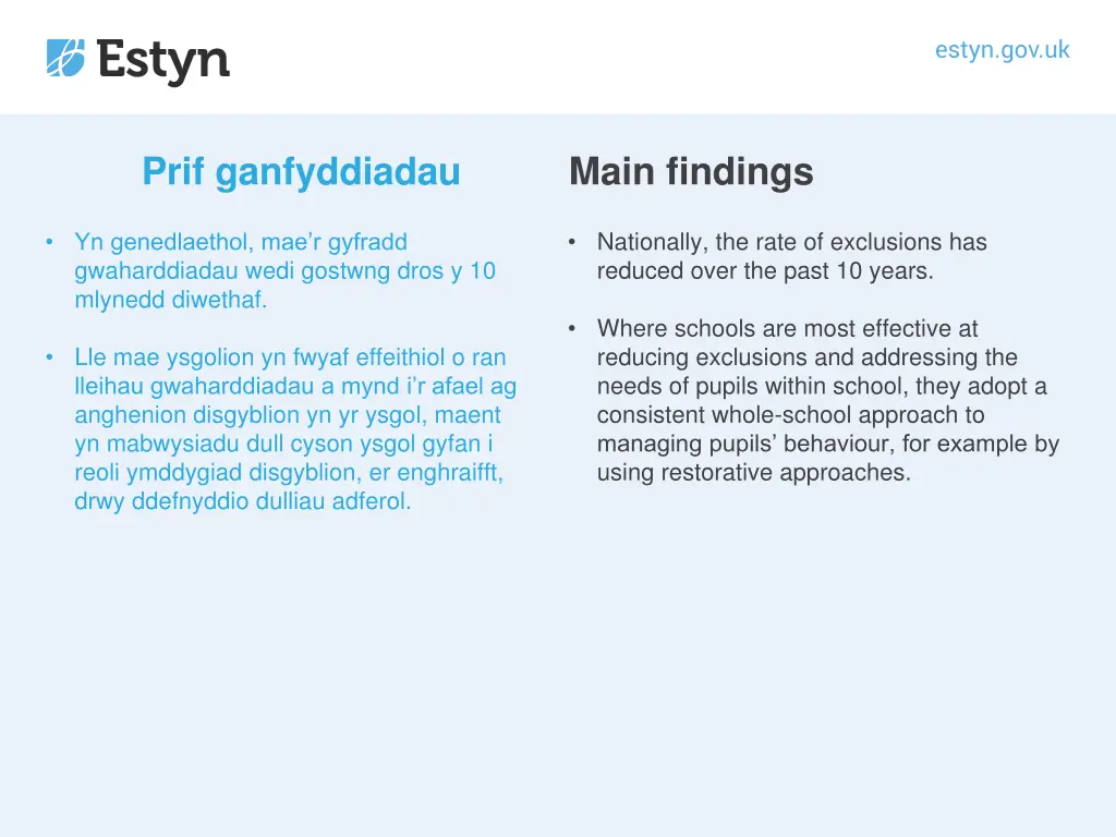 prif ganfyddiadau 7