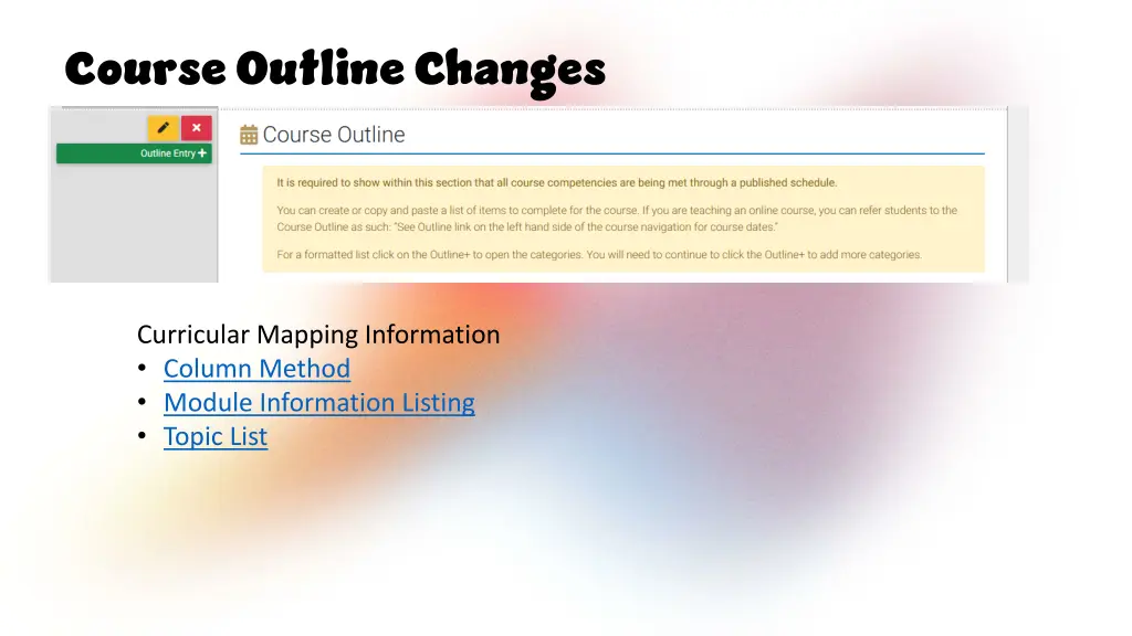 course outline changes