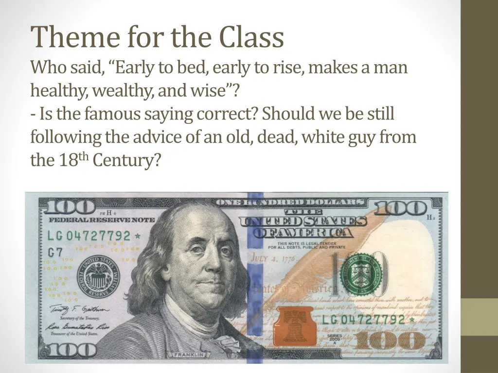 theme for the class who said early to bed early