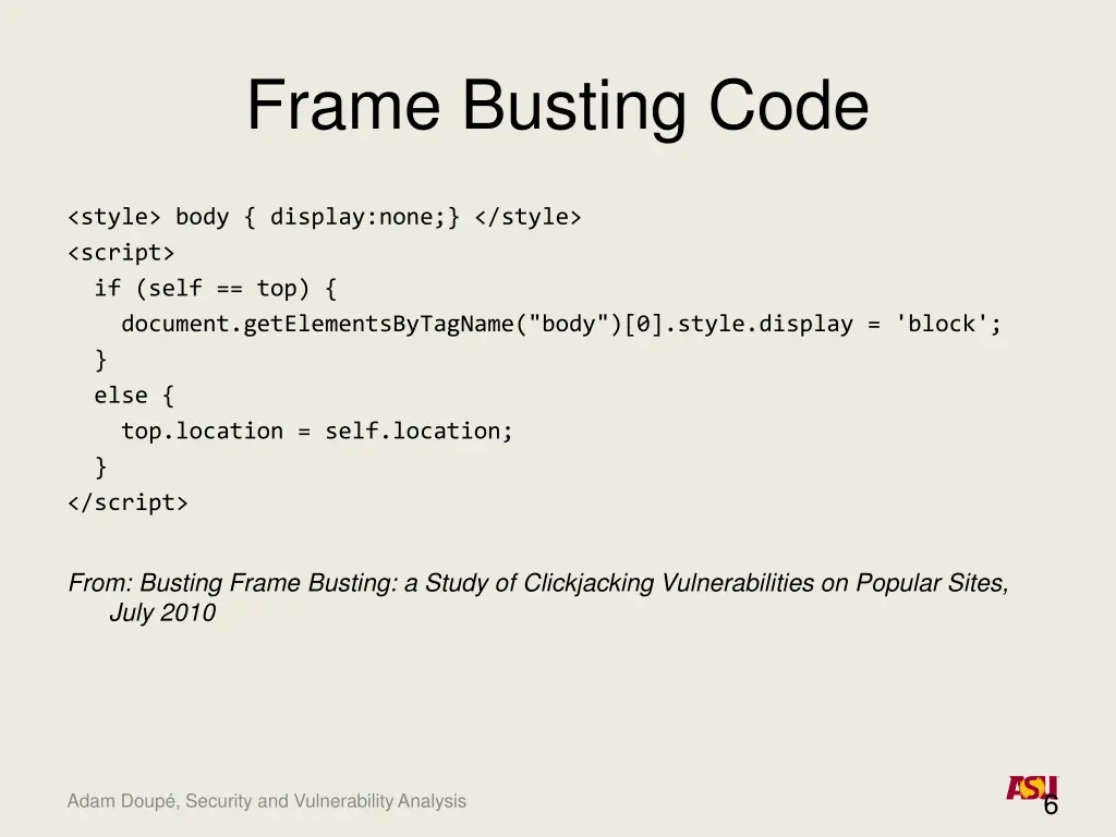 frame busting code