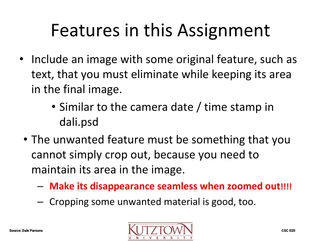 features in this assignment