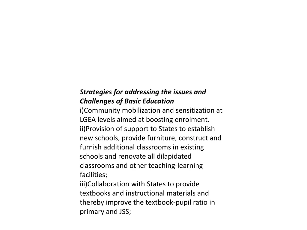strategies for addressing the issues
