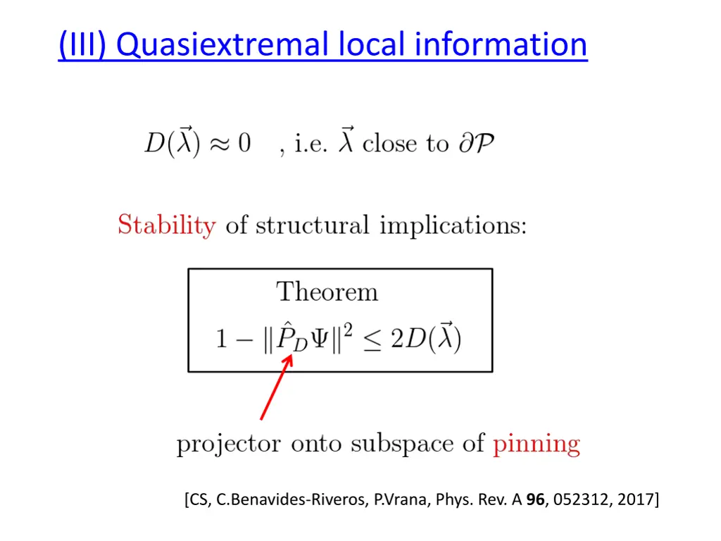 iii quasiextremal local information