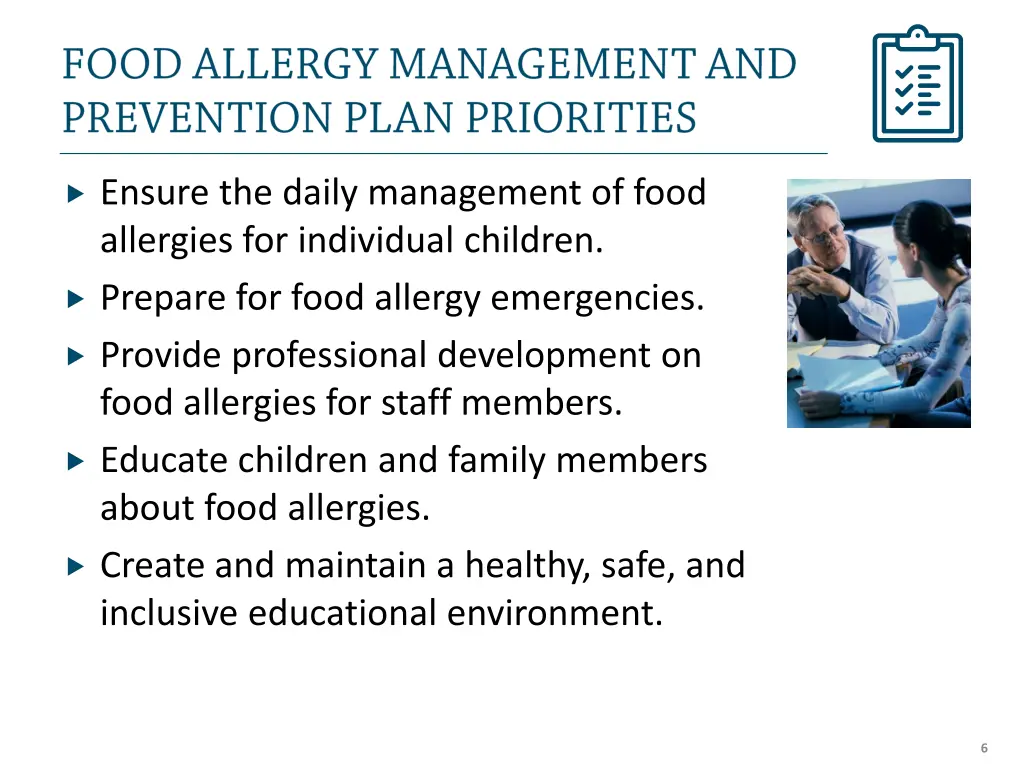 ensure the daily management of food allergies