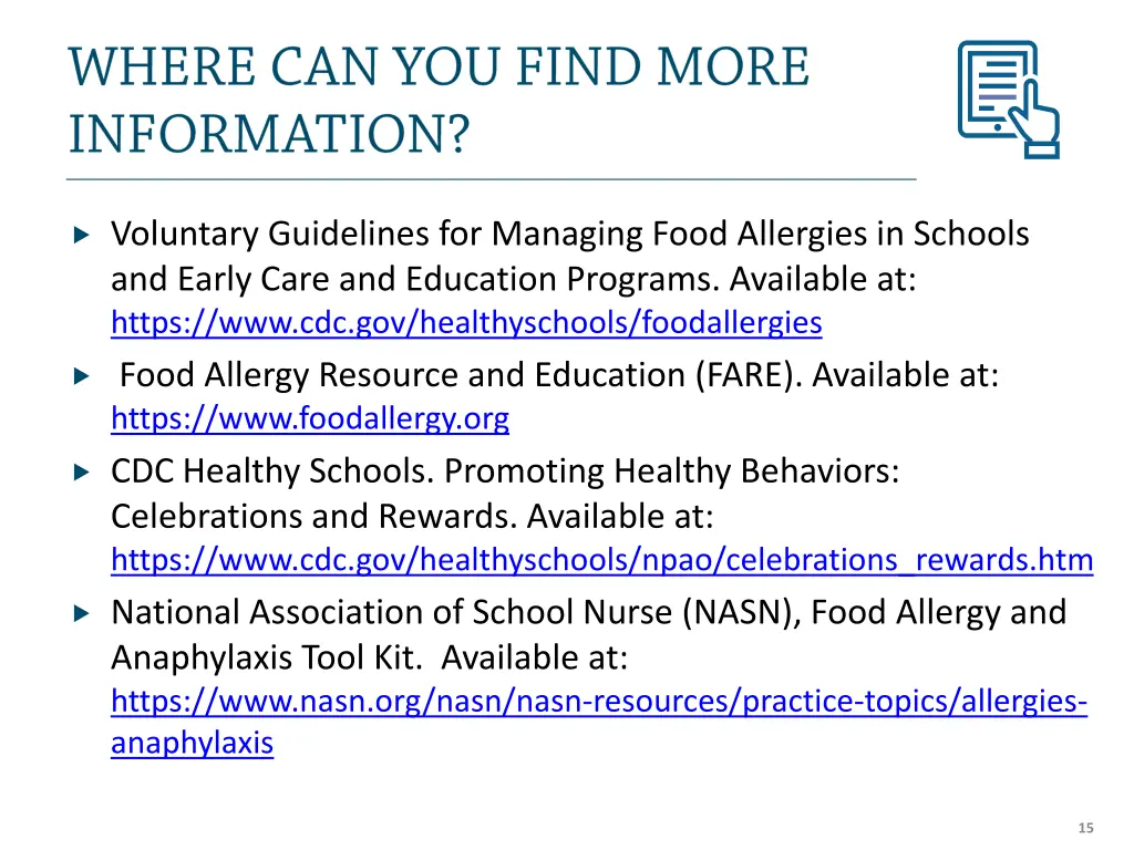 voluntary guidelines for managing food allergies