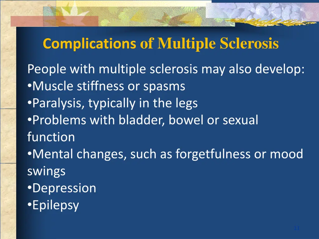complications of multiple sclerosis