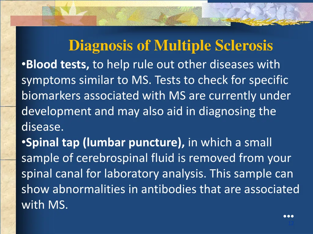 diagnosis of multiple sclerosis blood tests