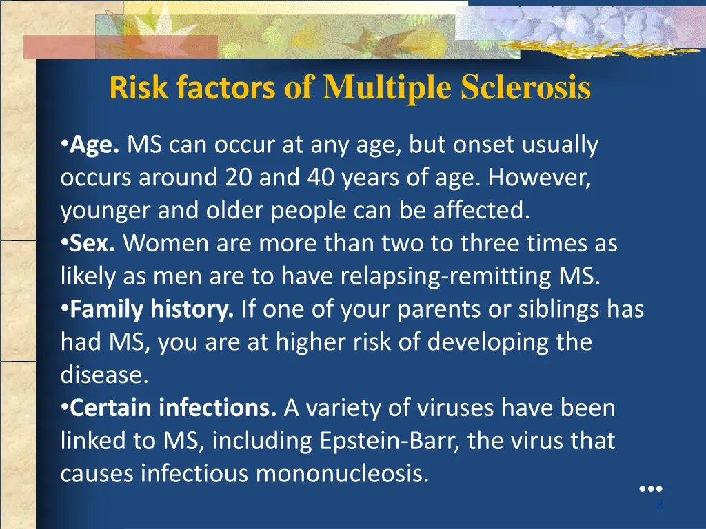 risk factors of multiple sclerosis