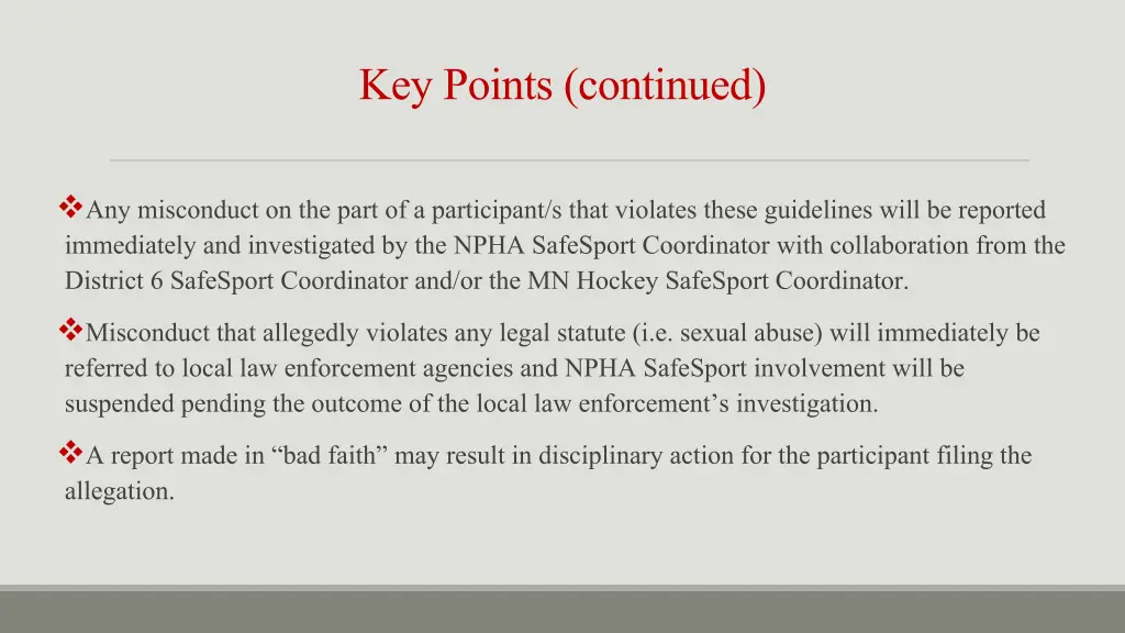 key points continued