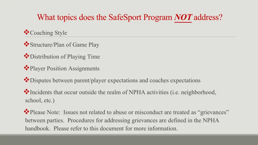 what topics does the safesport program