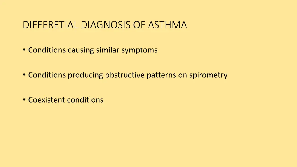 differetial diagnosis of asthma