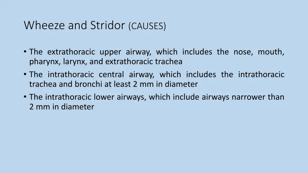 wheeze and stridor causes