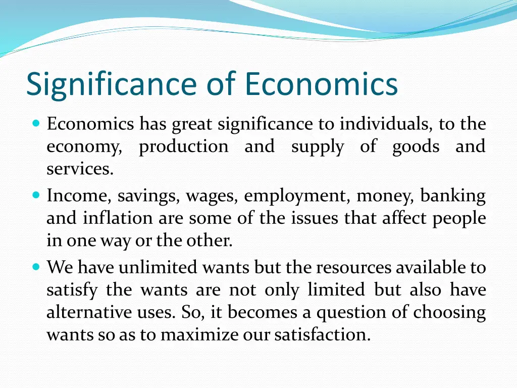 significance of economics