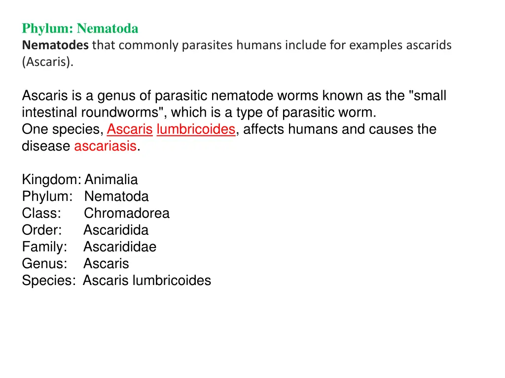 phylum nematoda nematodes that commonly parasites