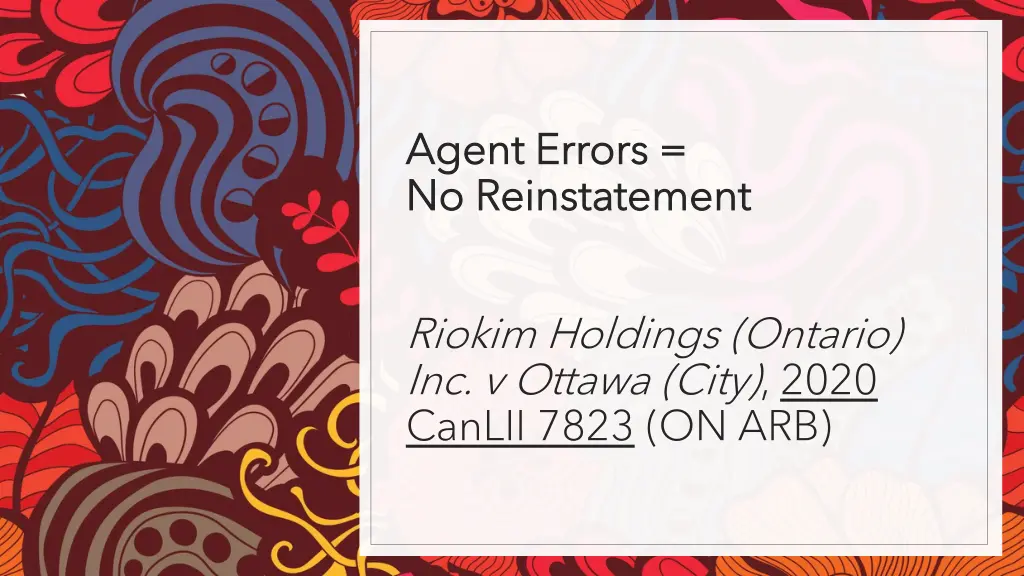 agent errors agent errors no reinstatement