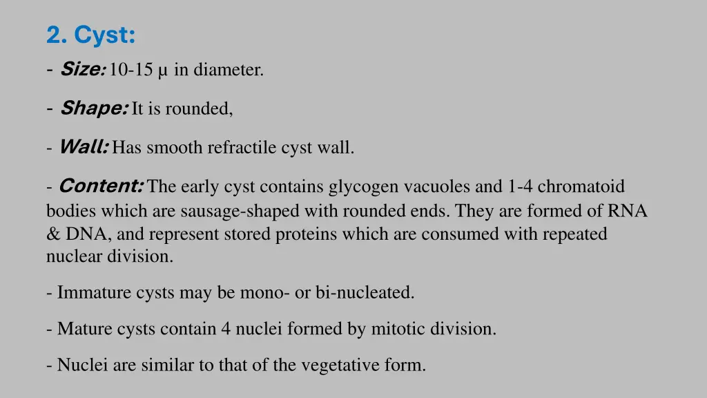 2 cyst size 10 15 in diameter
