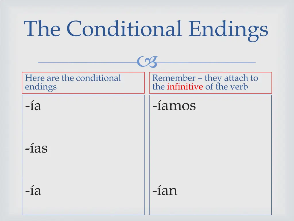 the conditional endings