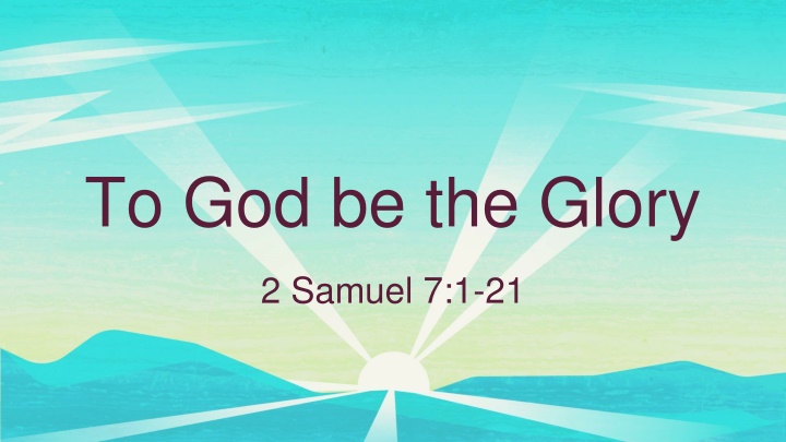 to god be the glory