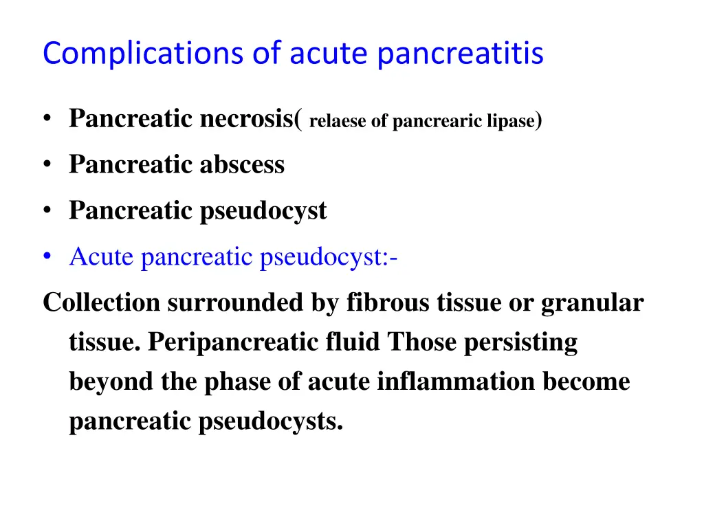 complications of acute pancreatitis