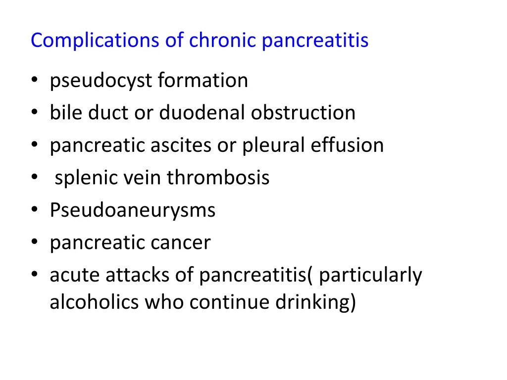 complications of chronic pancreatitis