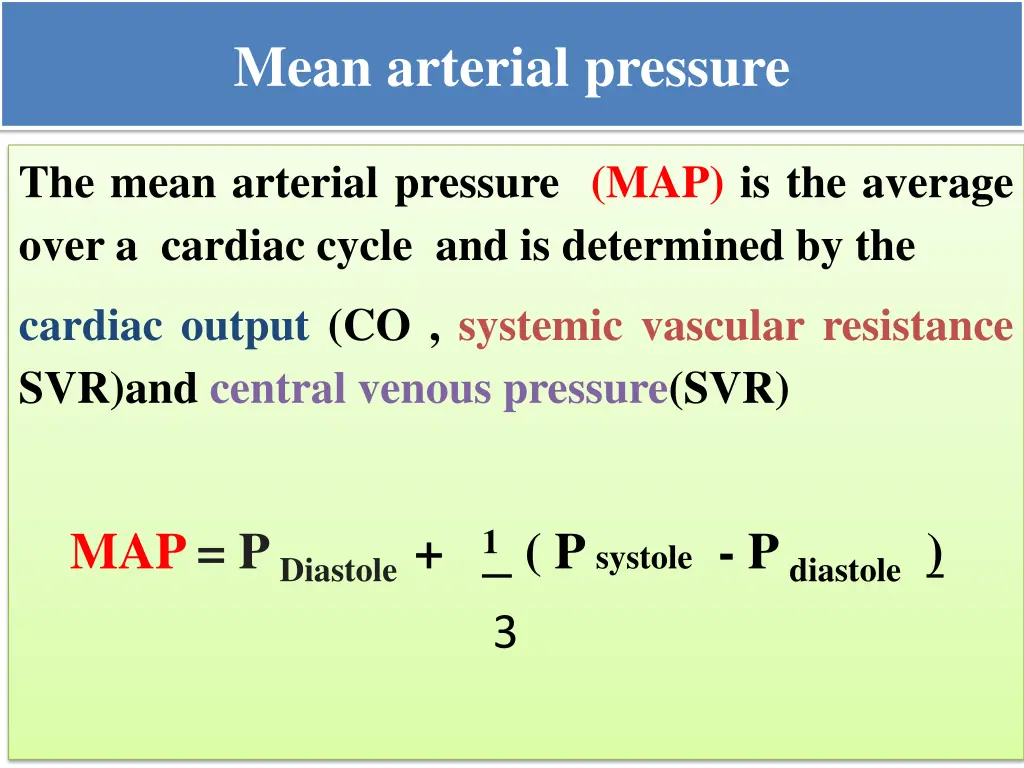 mean arterial pressure