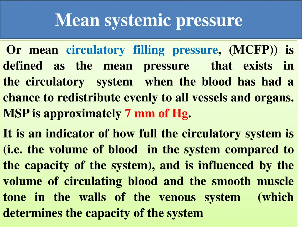 mean systemic pressure
