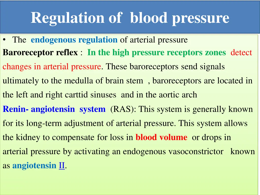 regulation of blood pressure
