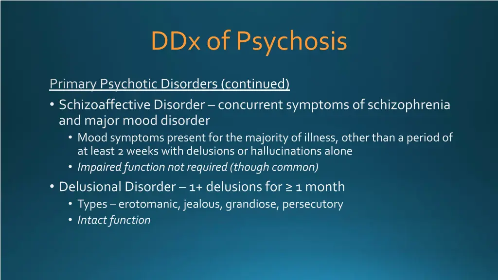 ddx of psychosis 1
