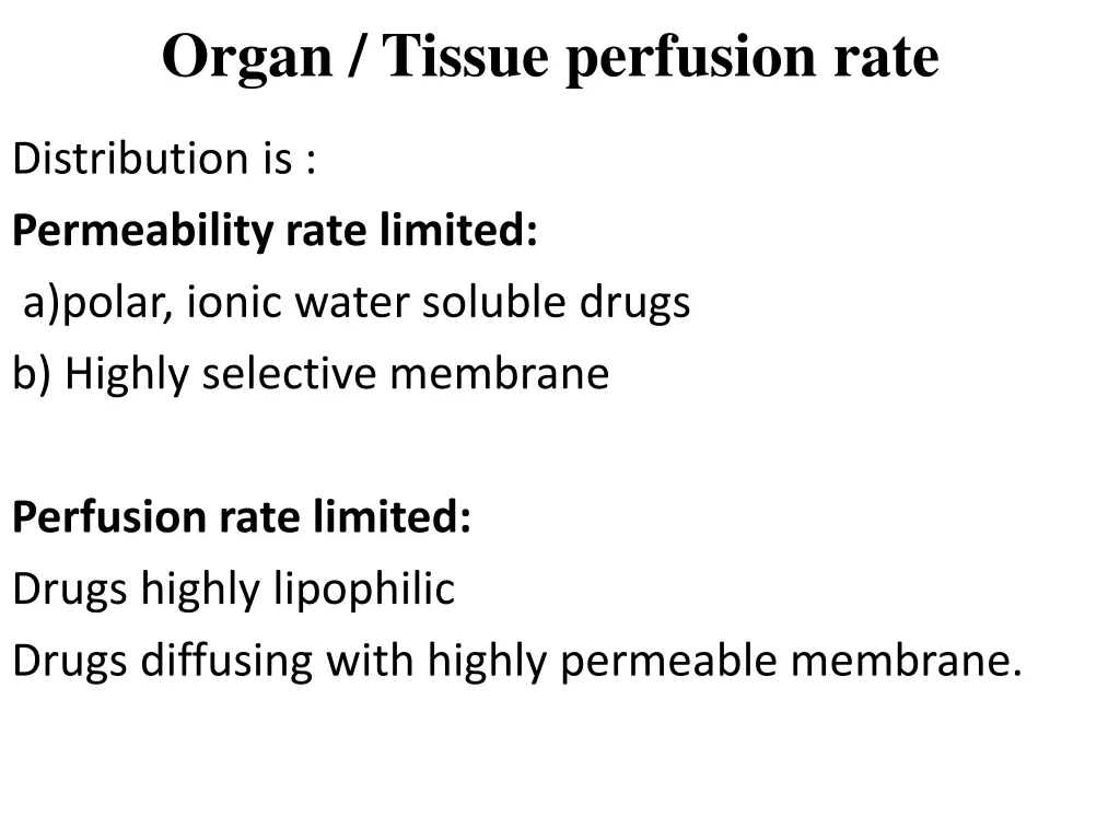 organ tissue perfusion rate