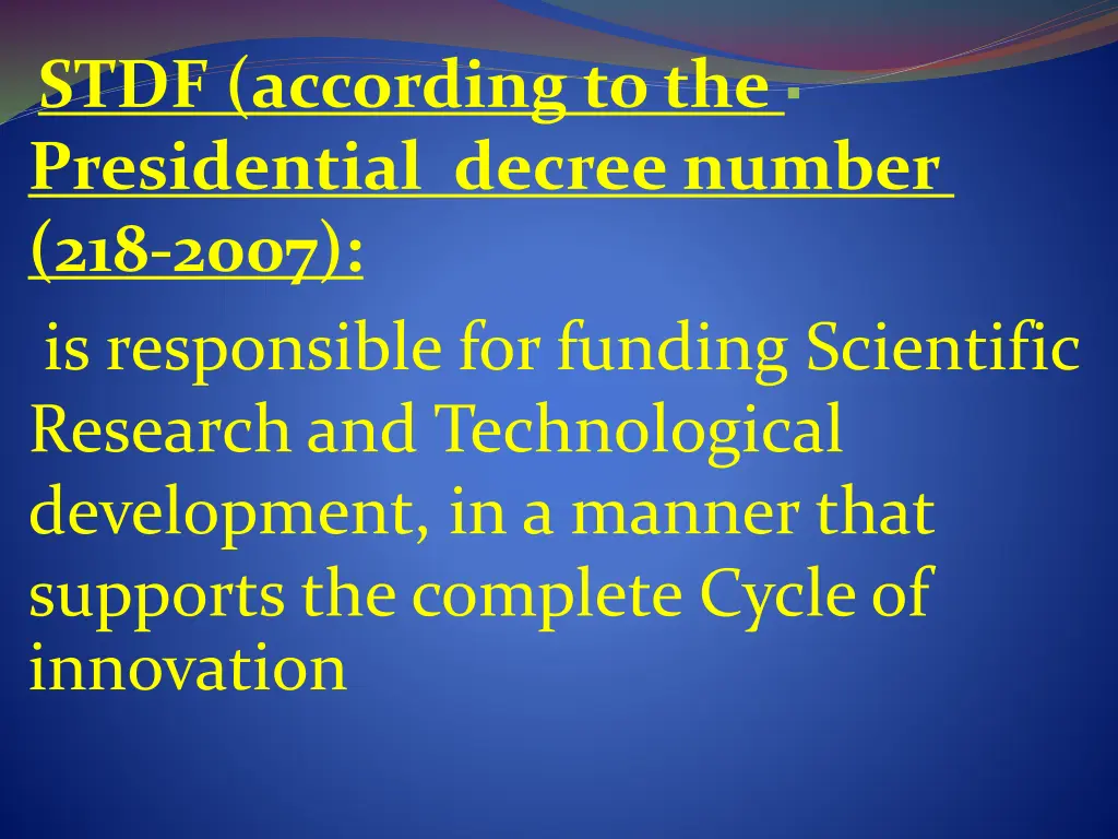 stdf according to the presidential decree number