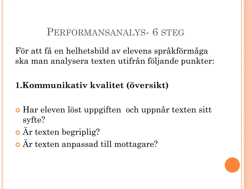 p erformansanalys 6 steg