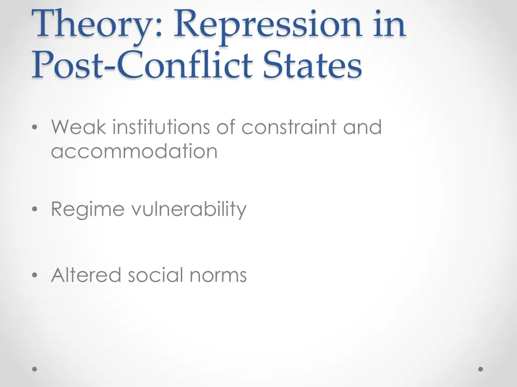 theory repression in post conflict states