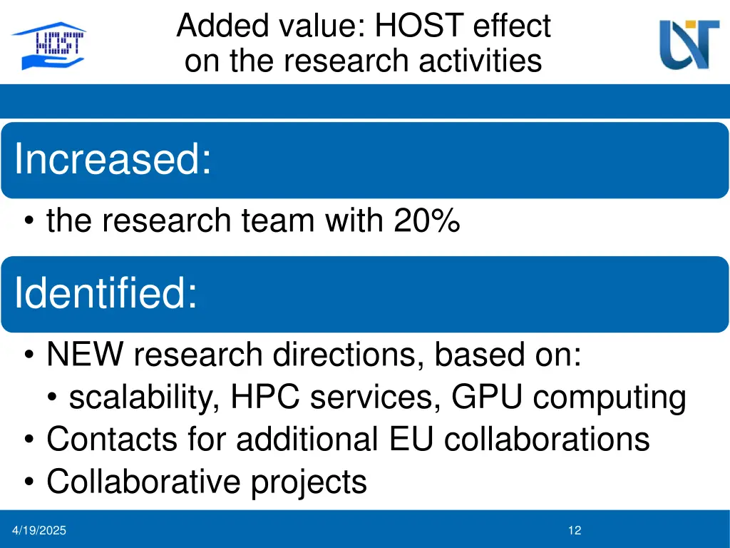 added value host effect on the research activities